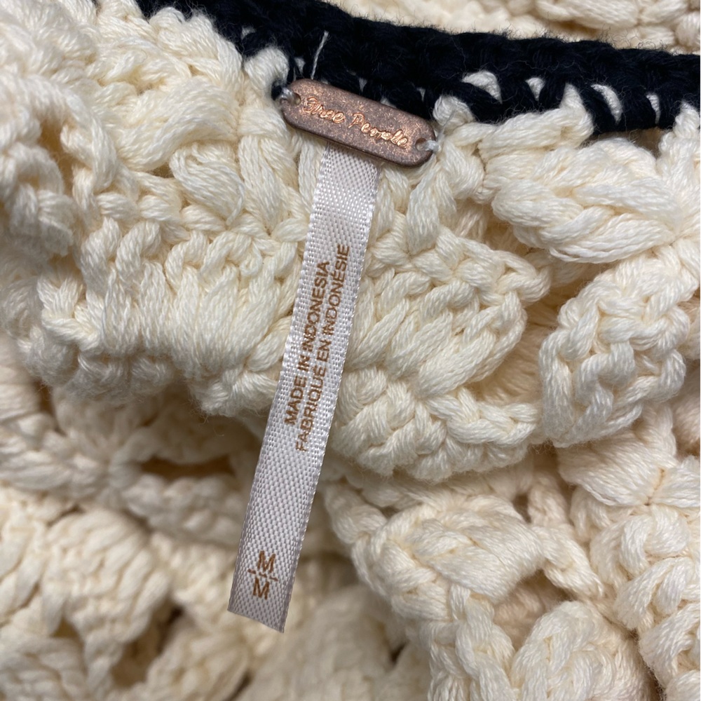 Free People Rue Crochet Tunic Ivory Floral Pattern Boho Beachy Size Medium - Picture 11 of 13
